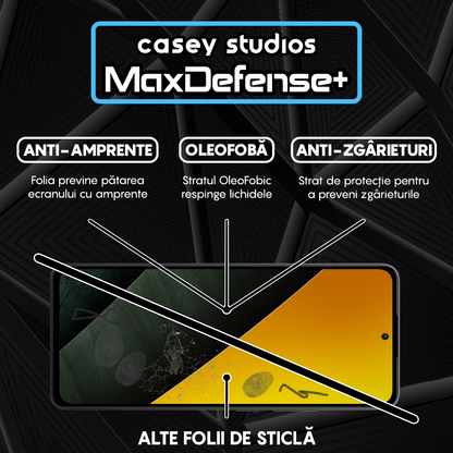 Folie Sticla MaxDefense+ - Xiaomi Poco M7 Pro 5G - Negru