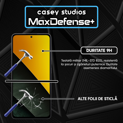 Folie Sticla MaxDefense+ - Xiaomi Poco M7 Pro 5G - Negru