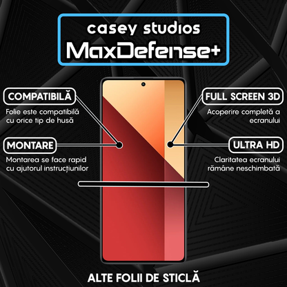 Folie Sticla MaxDefense+ - Xiaomi Poco X6 Neo/Redmi Note 13 Pro/Turbo 3 - Negru