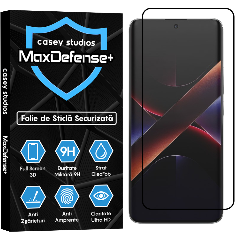 Folie Sticla MaxDefense+ - Xiaomi Poco X7 - Negru