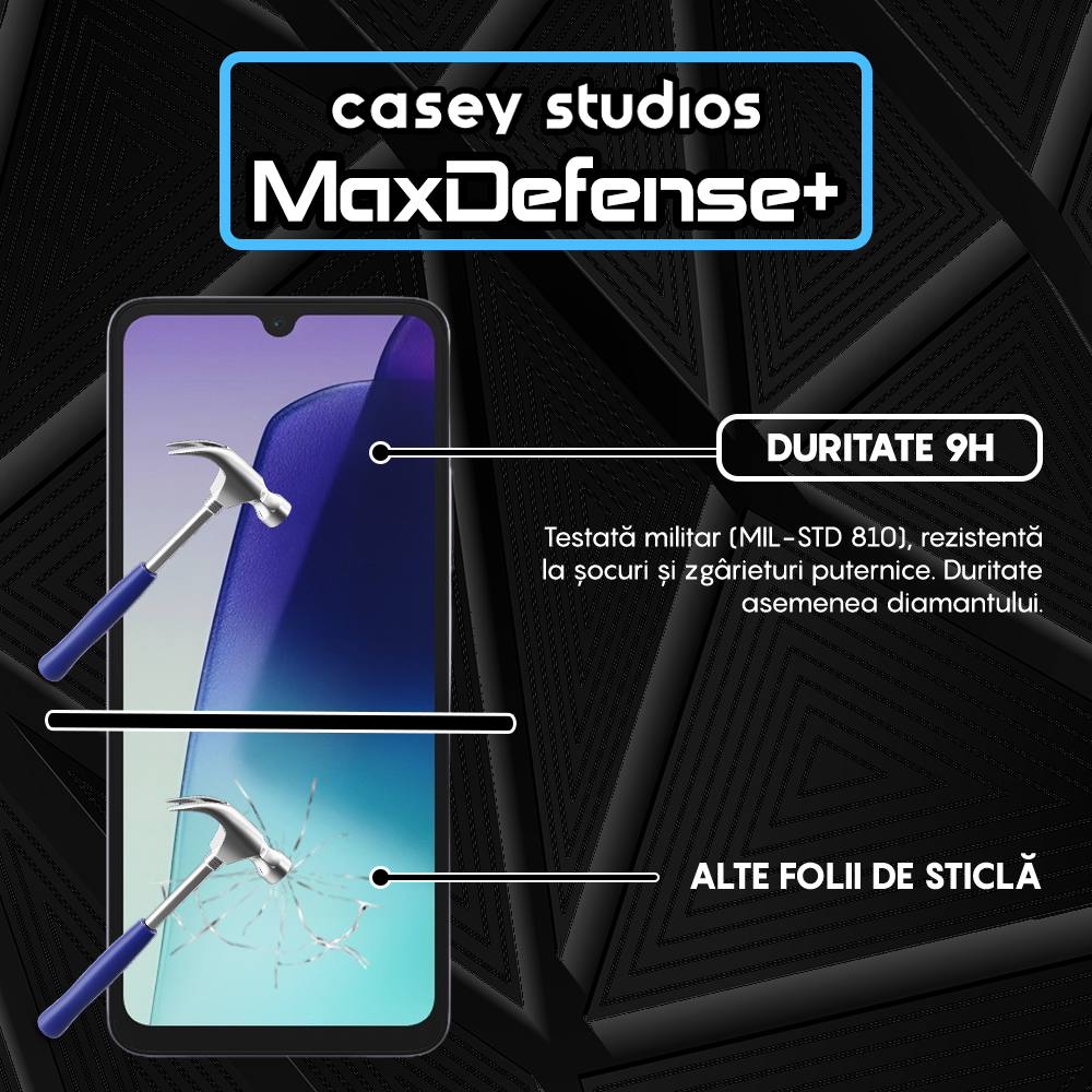 Folie Sticla MaxDefense+ - Xiaomi Redmi 14C - Negru