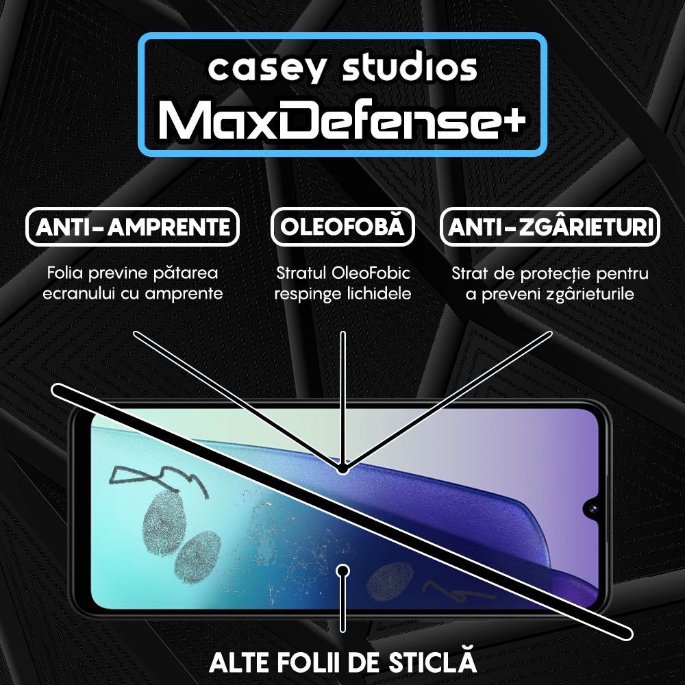 Folie Sticla MaxDefense+ - Xiaomi Redmi 14C 5G - Negru