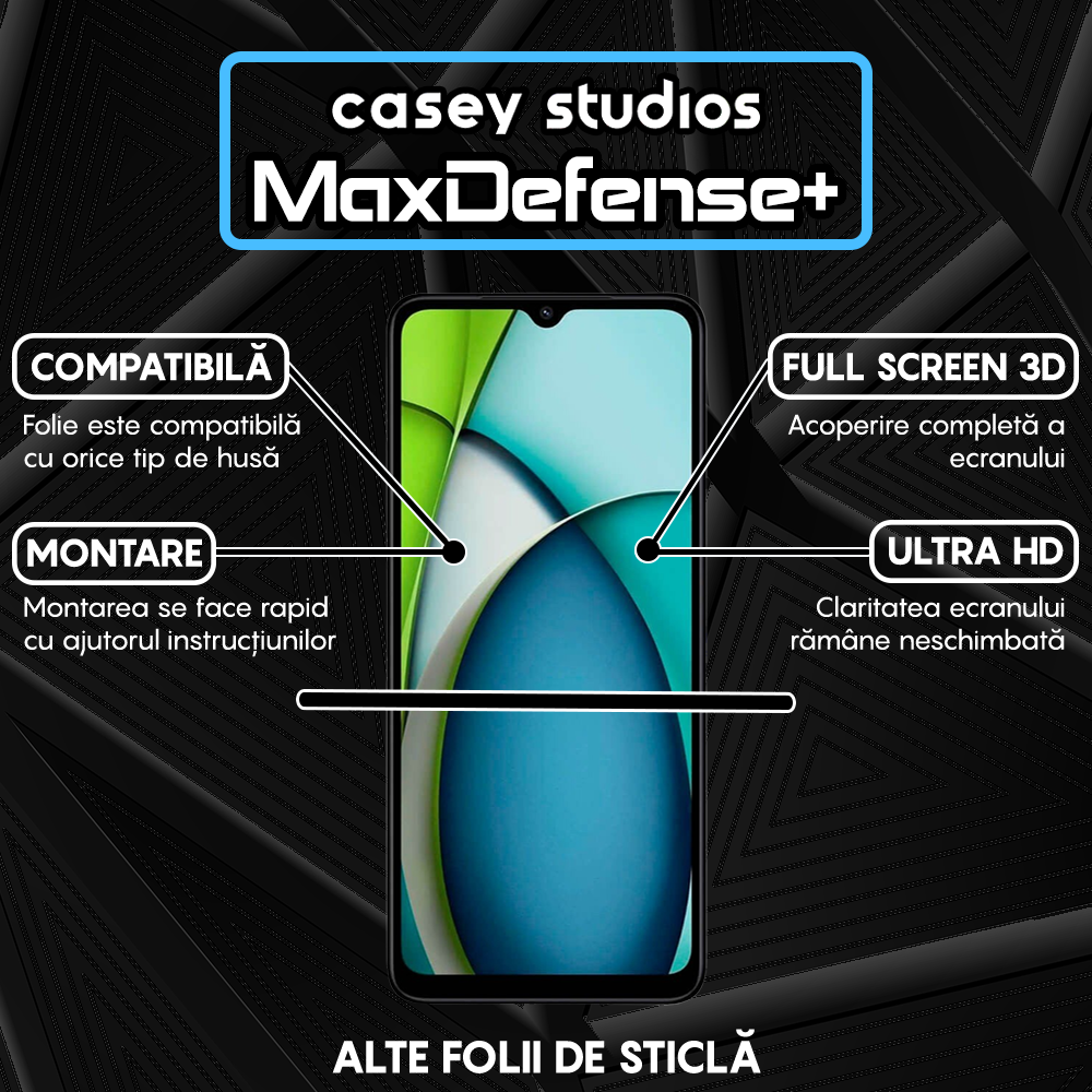 Folie Sticla MaxDefense+ - Xiaomi Redmi A3x - Negru