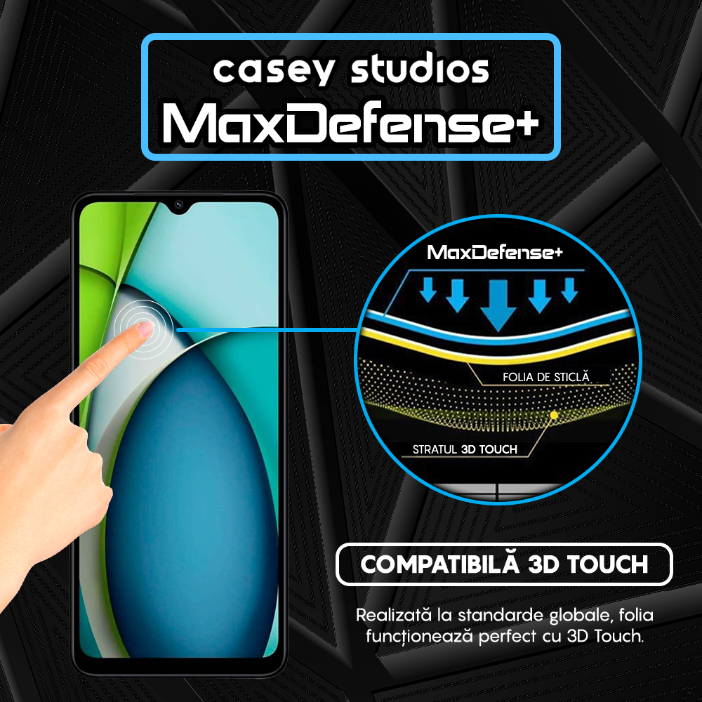 Folie Sticla MaxDefense+ - Xiaomi Redmi A3x - Negru