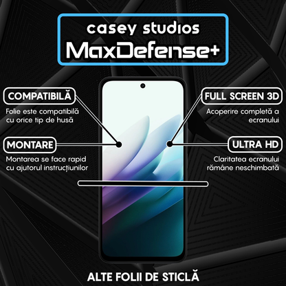 Folie Sticla MaxDefense+ - Xiaomi Redmi 15 - Negru