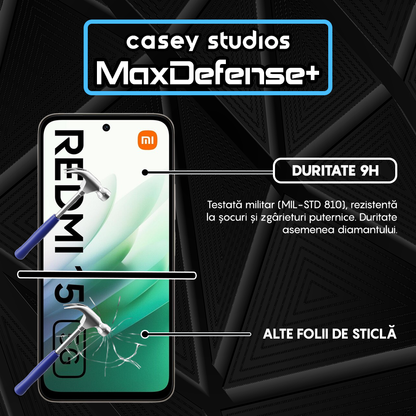 Folie Sticla MaxDefense+ - Xiaomi Redmi 15 5G - Negru