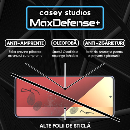 Folie Sticla MaxDefense+ - Xiaomi Redmi Note 13/Redmi Note 13 4G/Redmi Note 13 Pro 4G/5G - Negru