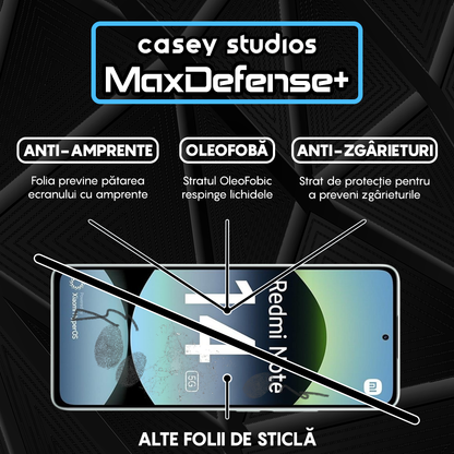 Folie Sticla MaxDefense+ - Xiaomi Redmi Note 14 - Negru