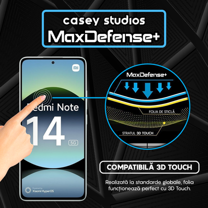 Folie Sticla MaxDefense+ - Xiaomi Redmi Note 14 - Negru