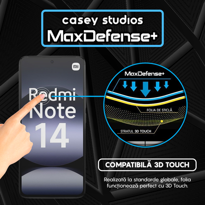 Folie Sticla MaxDefense+ - Xiaomi Redmi Note 14 4G - Negru