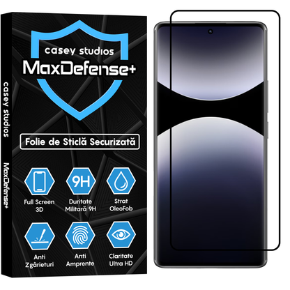 Folie Sticla MaxDefense+ - Xiaomi Redmi Note 14 Pro 4G - Negru