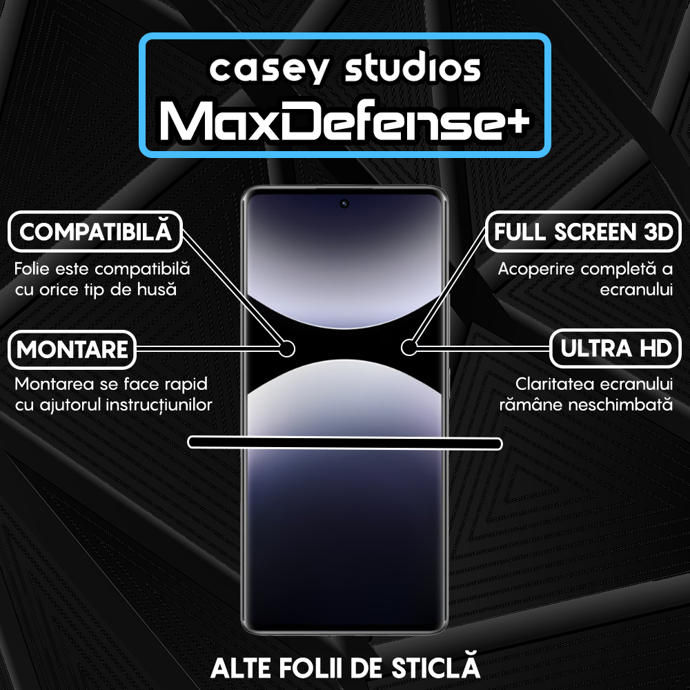 Folie Sticla MaxDefense+ - Xiaomi Redmi Note 14 Pro 4G - Negru