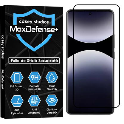 Folie Sticla MaxDefense+ - Xiaomi Redmi Note 14 Pro+ - Negru
