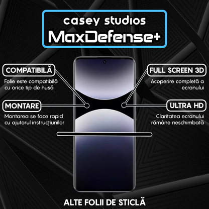 Folie Sticla MaxDefense+ - Xiaomi Redmi Note 14 Pro+ - Negru
