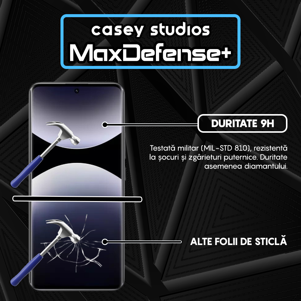 Folie Sticla MaxDefense+ - Xiaomi Redmi Note 14 Pro+ - Negru