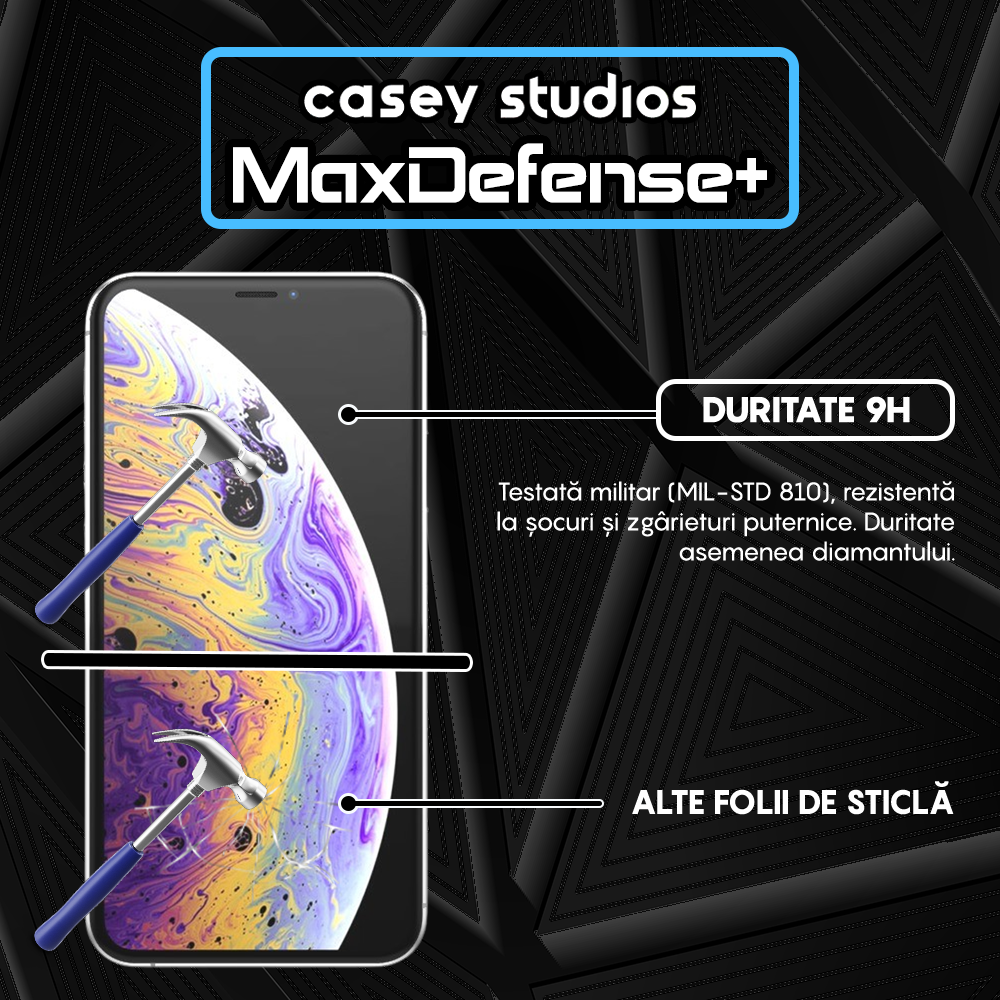 Folie Sticla MaxDefense+ - iPhone X/XS - Matte