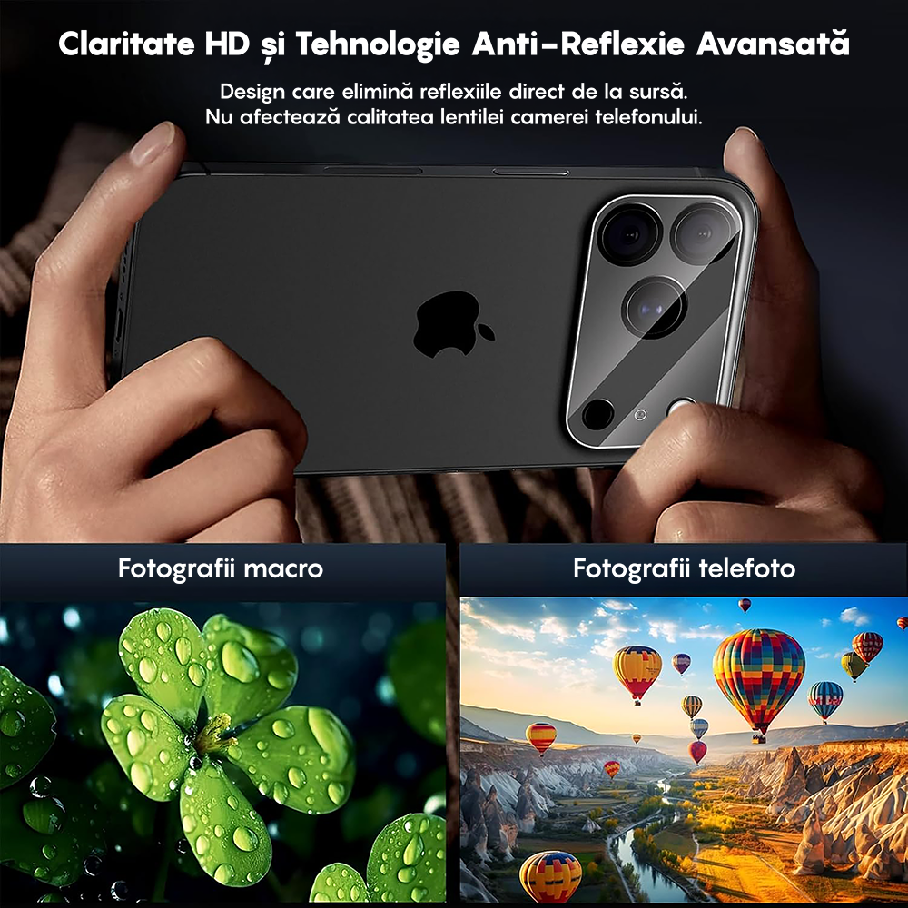 Set 2x Folie Camera MaxDefense+ - iPhone 17 Pro Max- Clear