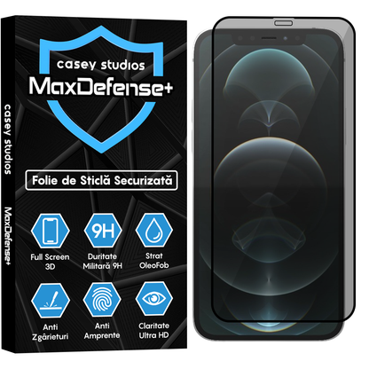 Folie Sticla MaxDefense+ - iPhone 12/12 Pro - Privacy