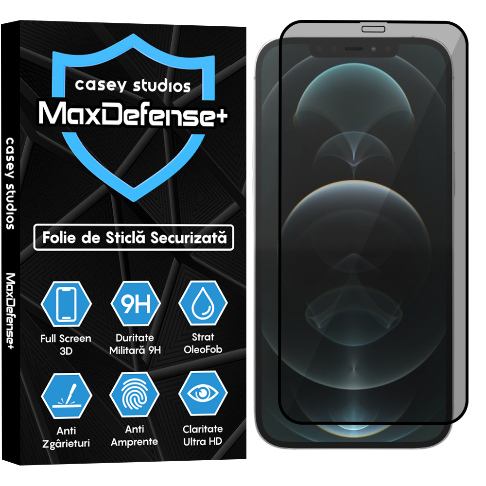 Folie Sticla MaxDefense+ - iPhone 12 Pro Max - Privacy
