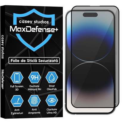 Folie Sticla MaxDefense+ - iPhone 14 Pro - Privacy
