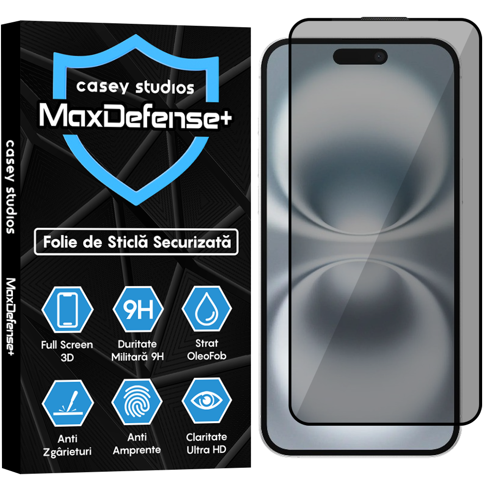 Folie Sticla MaxDefense+ - iPhone 16 Plus - Privacy