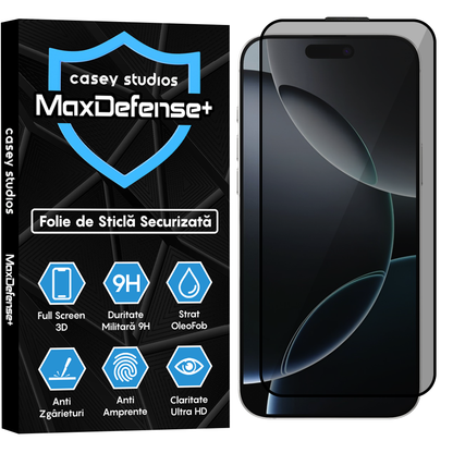 Folie Sticla MaxDefense+ - iPhone 16 Pro Max - Privacy