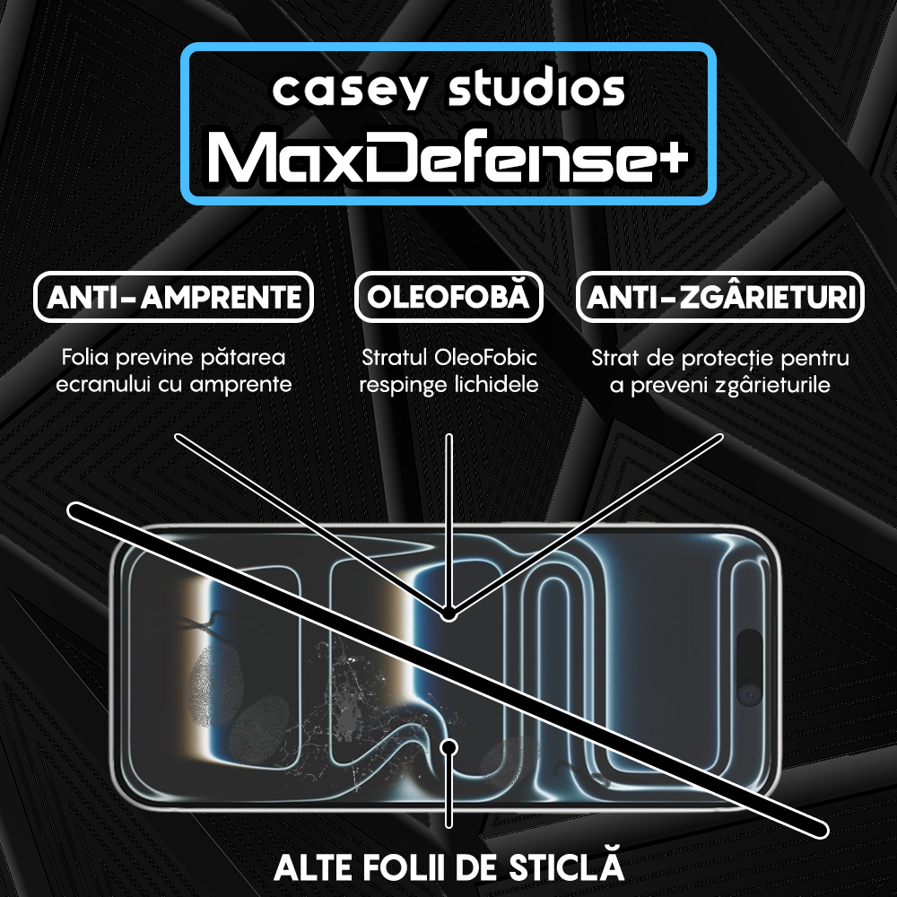 Folie Sticla MaxDefense+ - iPhone 17 Pro Max - Privacy
