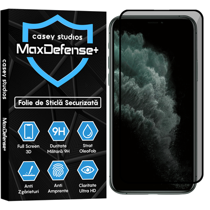 Folie Sticla MaxDefense+ - iPhone 11 Pro Max - Privacy