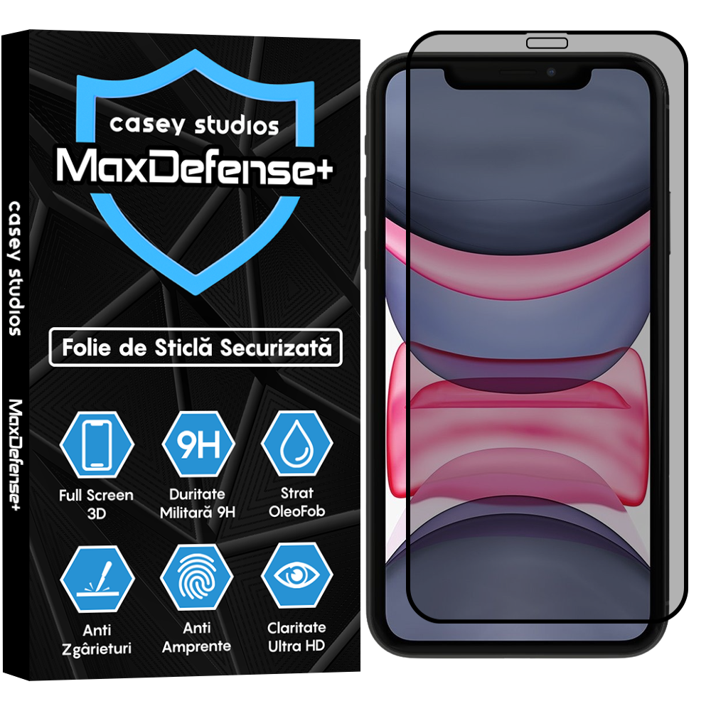 Folie Sticla MaxDefense+ - iPhone XR/11 - Privacy