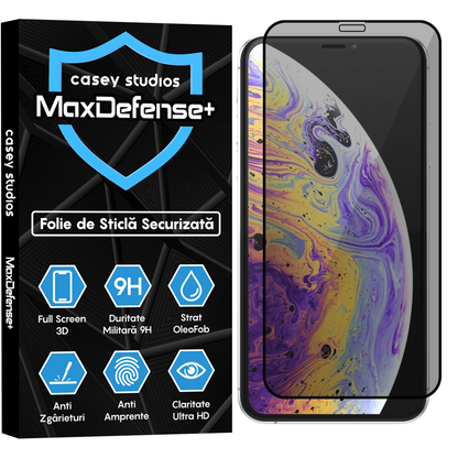 Folie Sticla MaxDefense+ - iPhone X/XS - Privacy