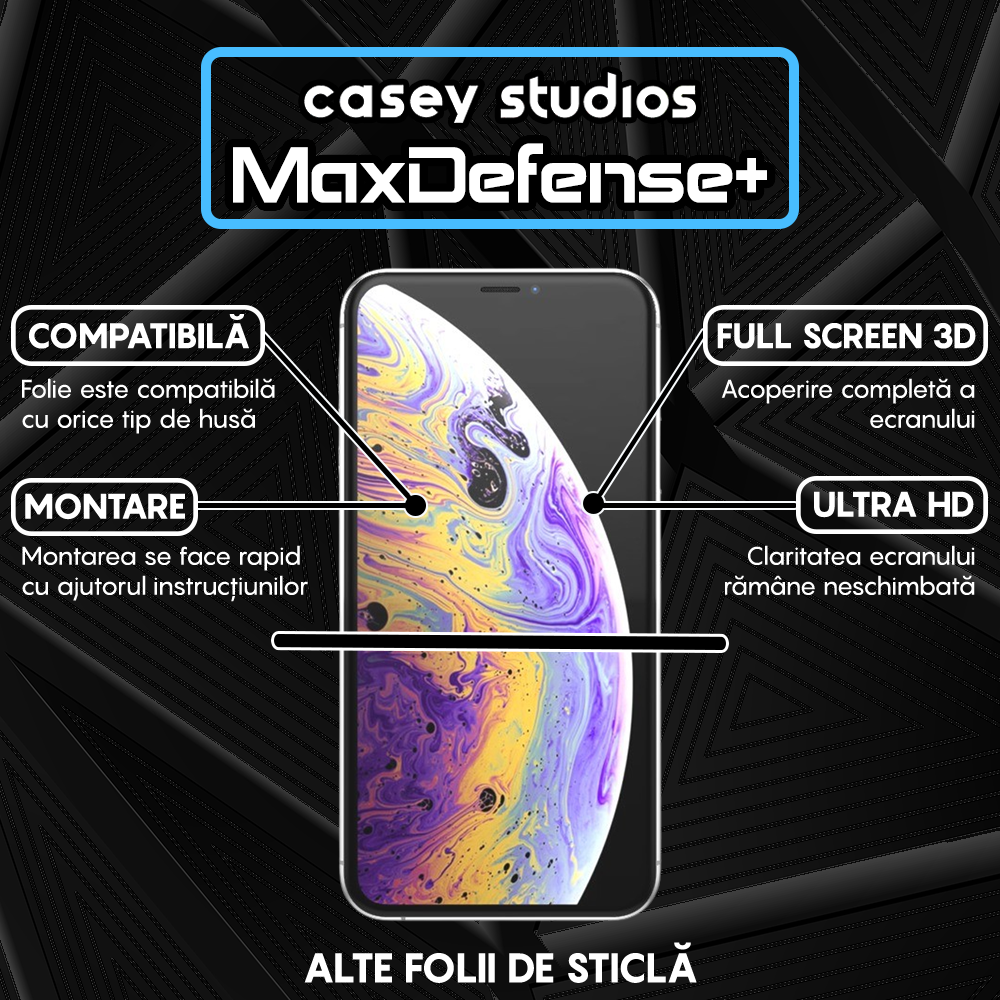 Folie Sticla MaxDefense+ - iPhone X/XS - Privacy