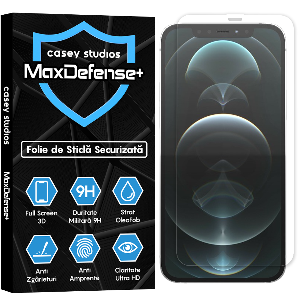 Folie Sticla MaxDefense+ - iPhone 12/12 Pro - Clear