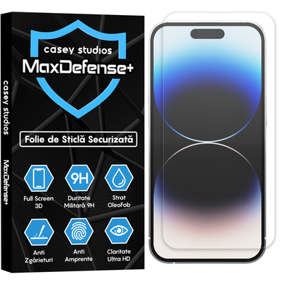 Folie Sticla MaxDefense+ - iPhone 14 Pro - Clear