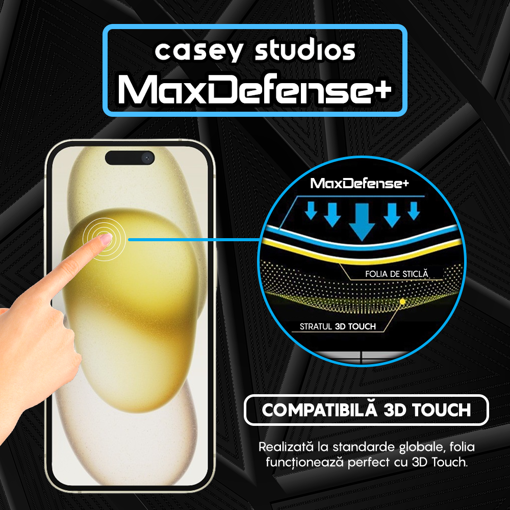 Folie Sticla MaxDefense+ - iPhone 15 - Clear
