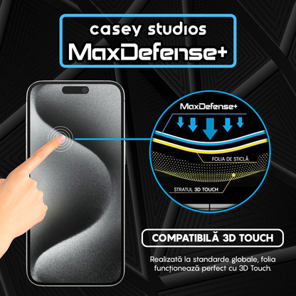 Folie Sticla MaxDefense+ - iPhone 15 Pro Max - Clear