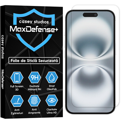 Folie Sticla MaxDefense+ - iPhone 16 - Clear