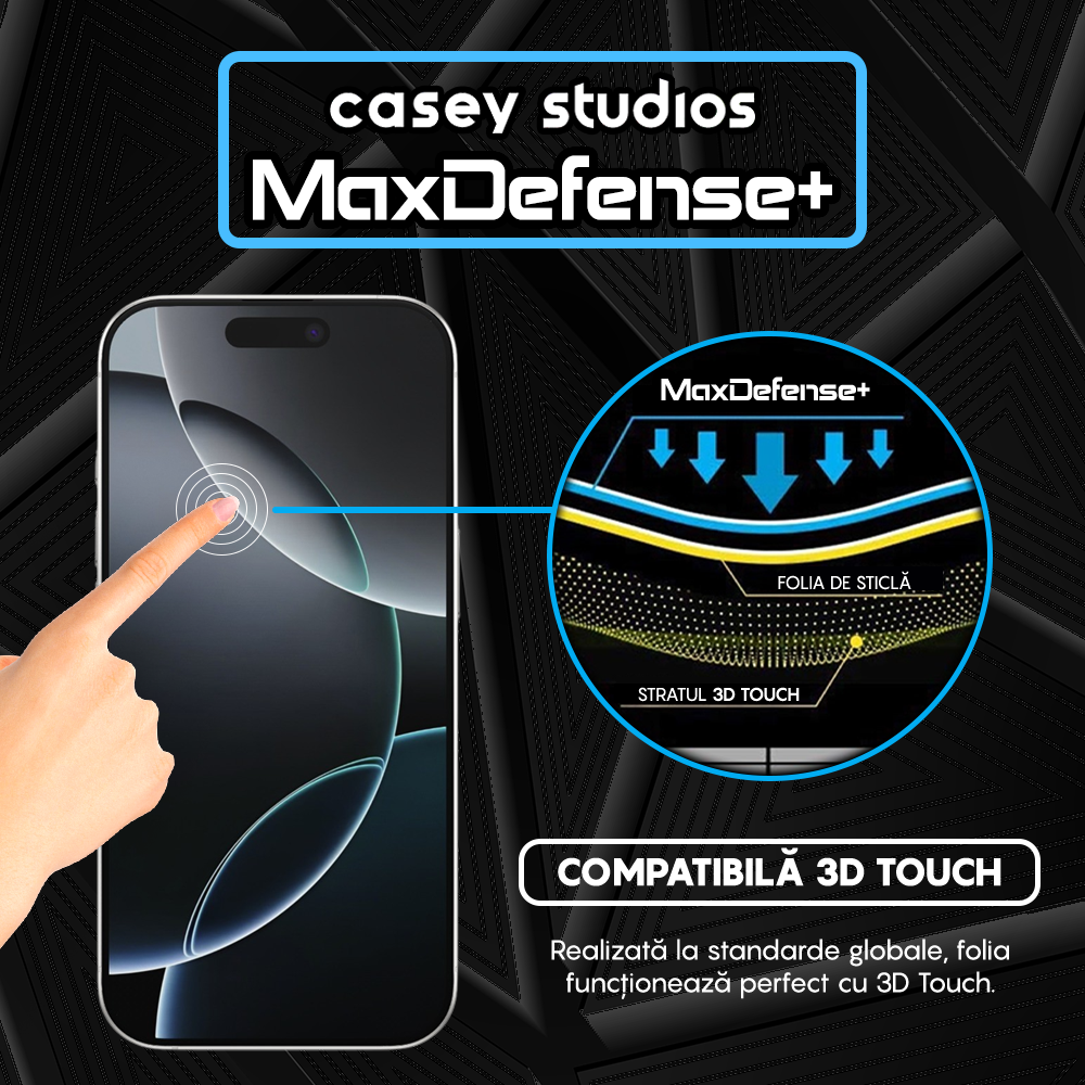 Folie Sticla MaxDefense+ - iPhone 16 Pro - Clear
