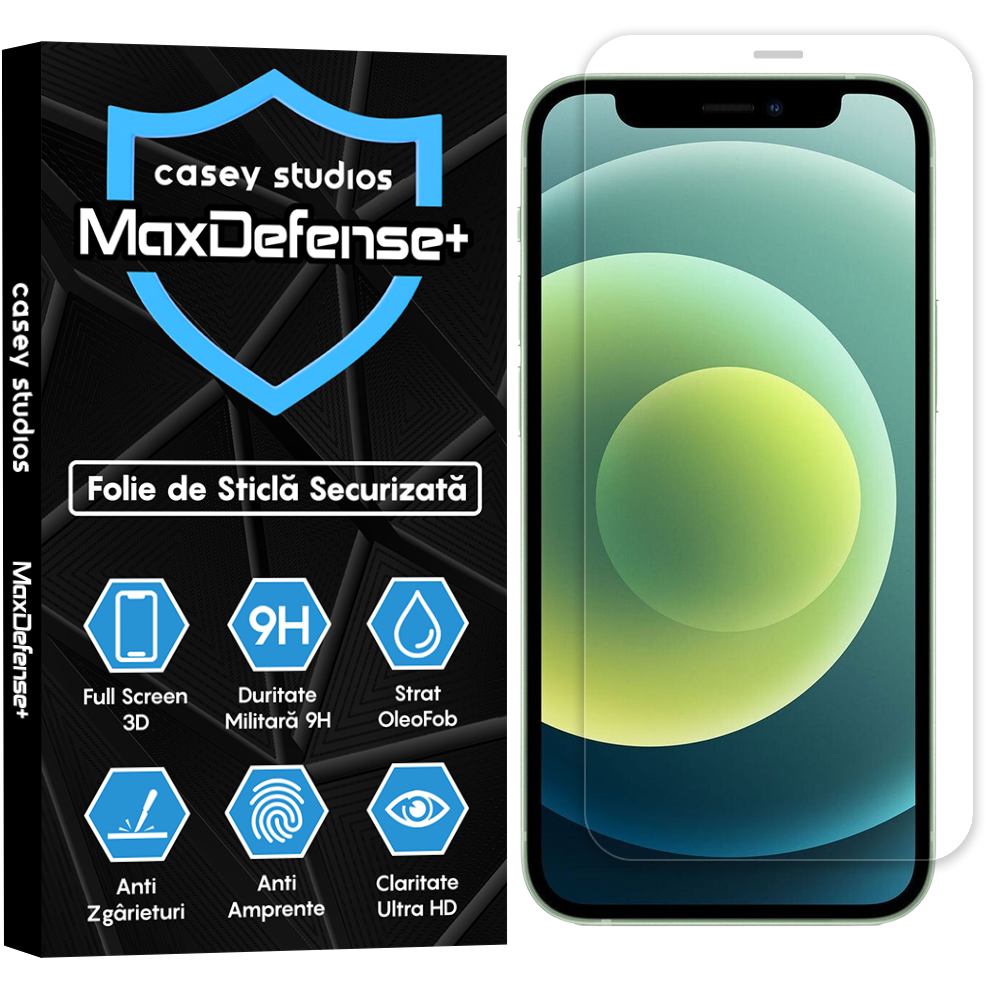 Folie Sticla MaxDefense+ - iPhone 12 Mini - Clear