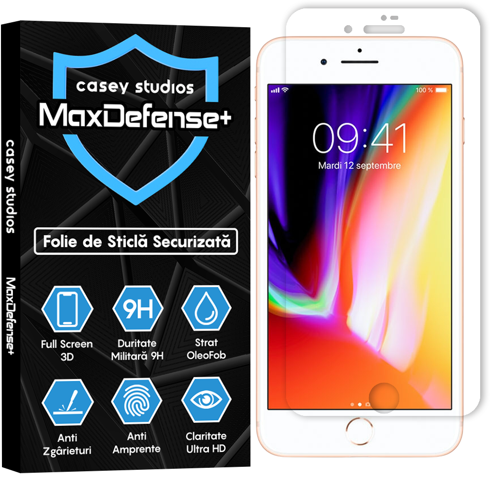 Folie Sticla MaxDefense+ - iPhone 7/8 - Clear
