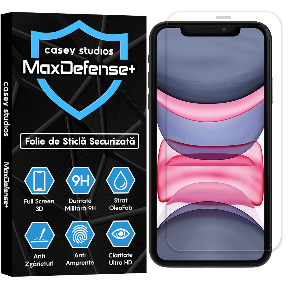Folie Sticla MaxDefense+ - iPhone XR/11 - Clear
