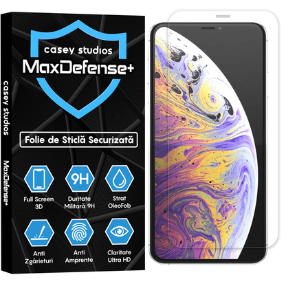 Folie Sticla MaxDefense+ - iPhone XS Max - Clear