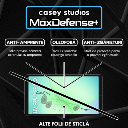 Folie Sticla MaxDefense+ - Samsung Galaxy Tab A11 - Clear