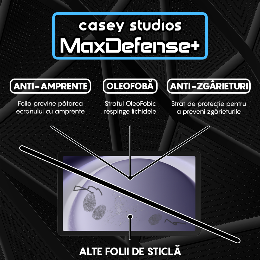 Folie Sticla MaxDefense+ - Samsung Galaxy Tab A9 Plus - Clear