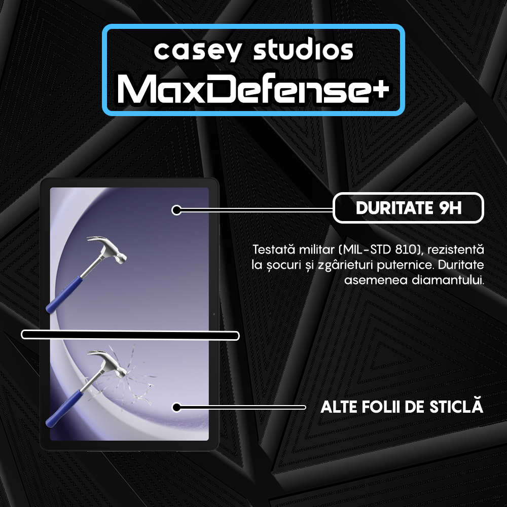 Folie Sticla MaxDefense+ - Samsung Galaxy Tab A9 Plus - Clear