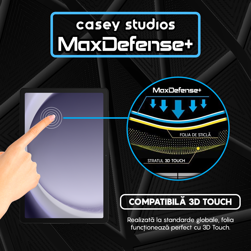 Folie Sticla MaxDefense+ - Samsung Galaxy Tab A9 Plus - Clear