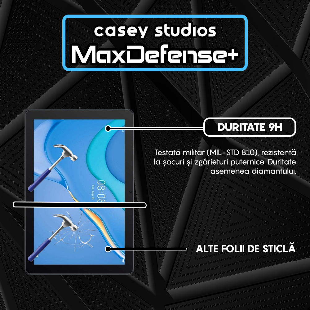 Folie Sticla MaxDefense+ - Huawei MatePad T 10 9.7"/T 10 9.7" 2020 - Clear