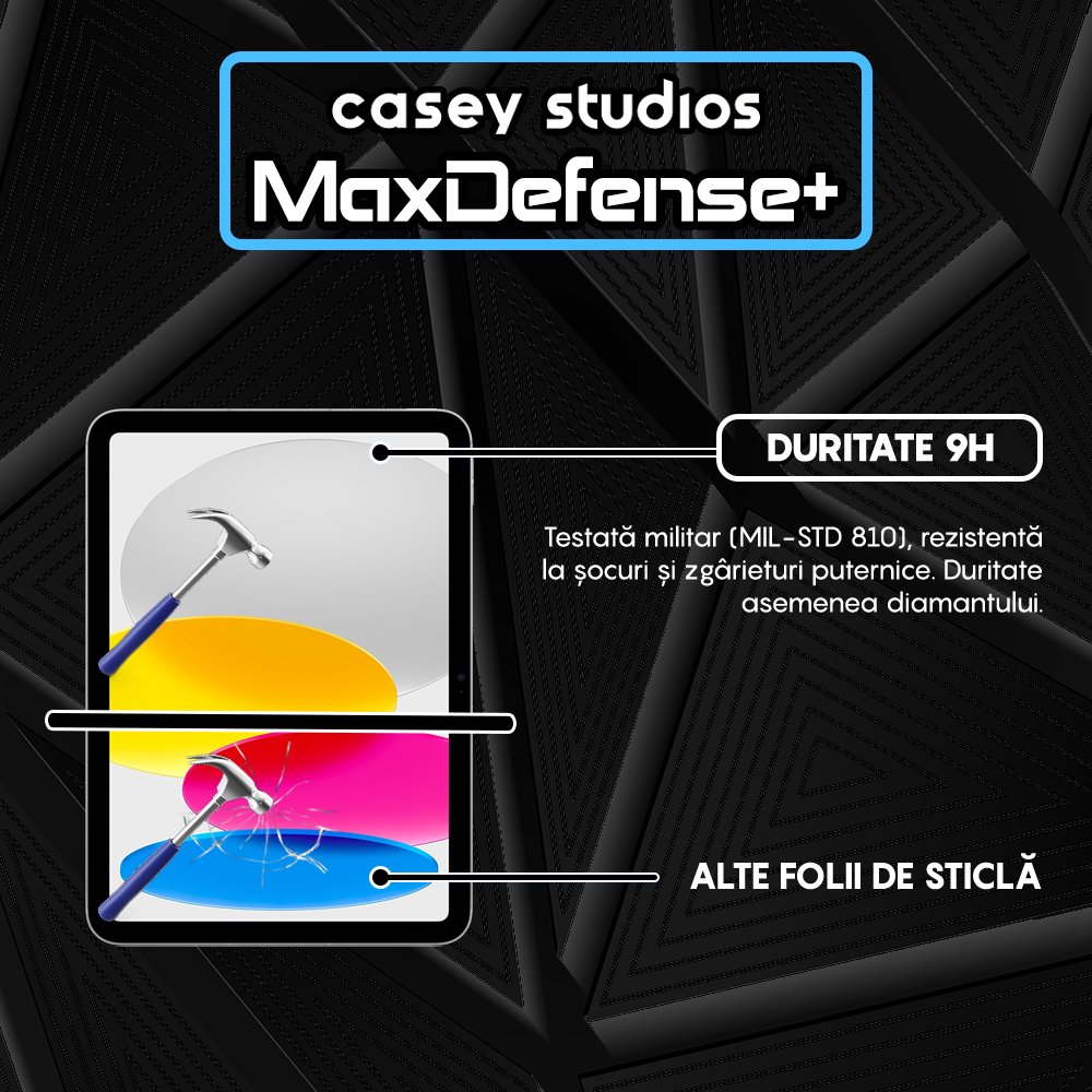 Folie Sticla MaxDefense+ - iPad 10 10.9" - Clear