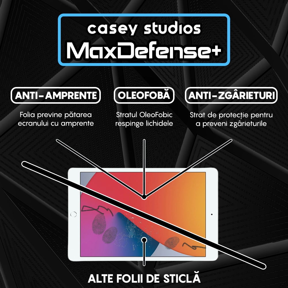 Folie Sticla MaxDefense+ - iPad 9/8/7 2020 10.2" - Clear