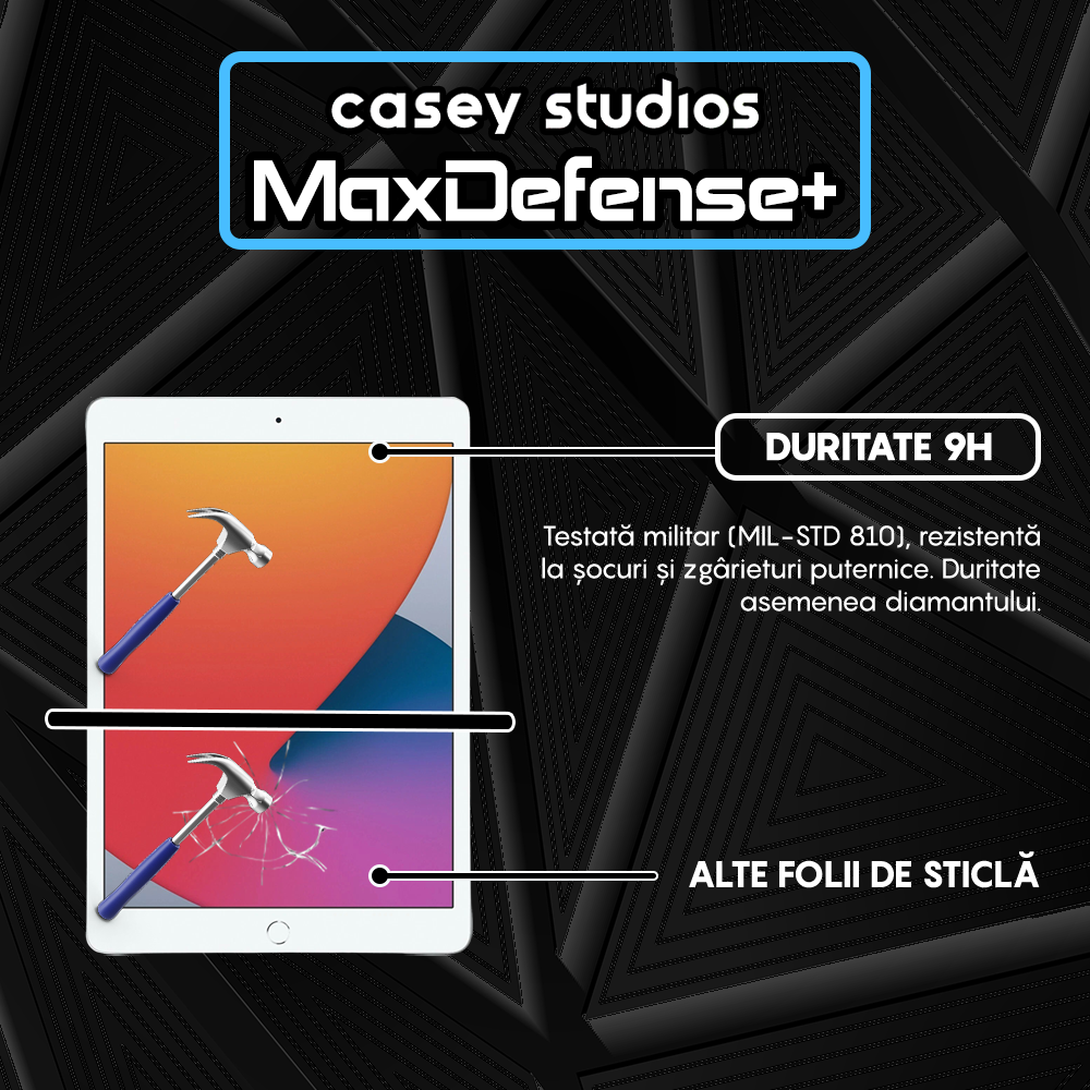 Folie Sticla MaxDefense+ - iPad 9/8/7 2020 10.2" - Clear