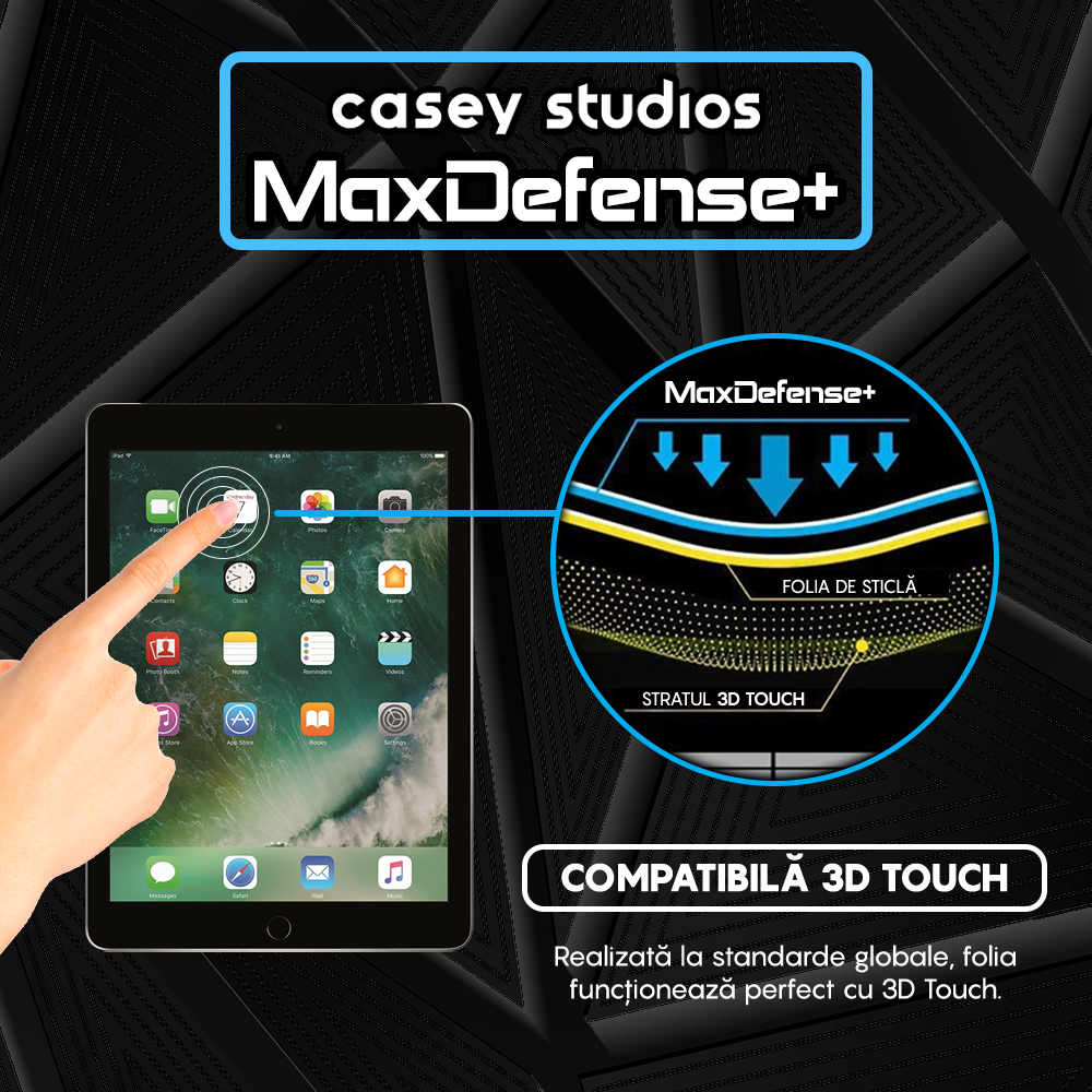 Folie Sticla MaxDefense+ - iPad Air 2/1/iPad 6/5 9.7" - Clear